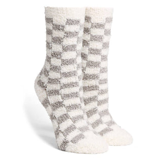 Checkered Crew Fuzzy Winter Socks