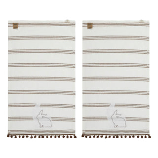 Bunny Hop Silhouette Bunnies w/ Pom Poms Tea Towel