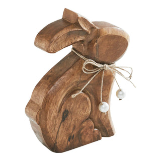 Wooden Bunny w/ Pearl Bead Collar
