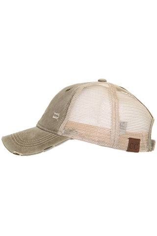 C.C Brand Mesh Back Ponytail Baseball Cap