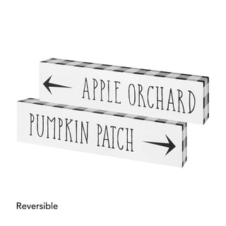 Pumpkin Patch/apple Orchard Bl/wh Reversible Shelf Sitter