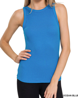 Ribbed scoop neck tank top
