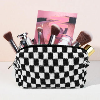 Black & White Checkered Makeup Bag