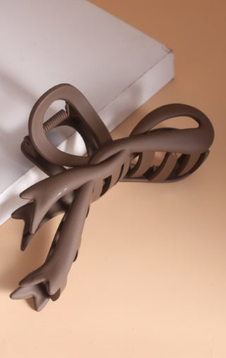 Ribbon bow matte finish hair claw clips
