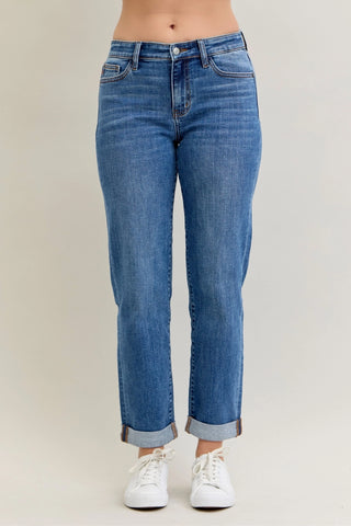 Judy Blue Boyfriend Midrise Cuffed Jeans