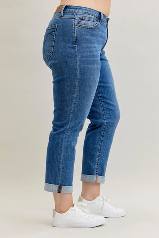 Judy Blue Boyfriend Midrise Cuffed Jeans