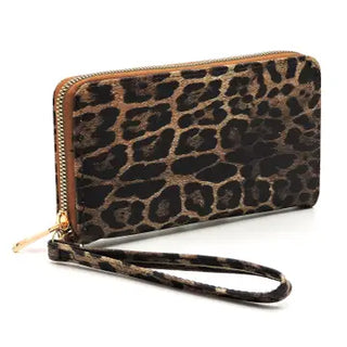 Leopard Zipper Wallet w/ Wrist Strap