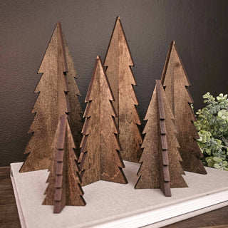 Wood 3D Stained Trees Holiday Christmas Decor Table Filler: 9"