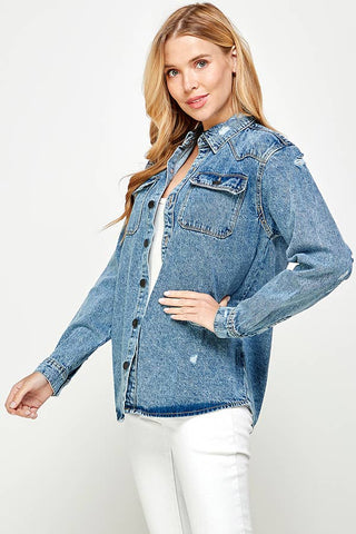 Long Sleeve Ladies Denim Shirts