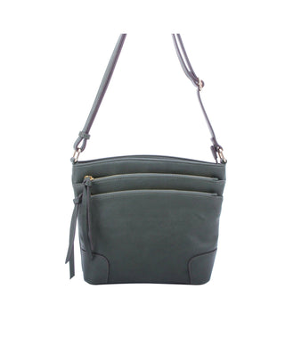 Multi zipper compartment crossbody bag