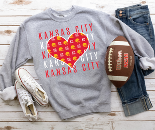 Kansas City Repeat Heart Grey Sweatshirt