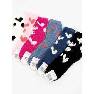 Heart Printed Soft Fuzzy Winter Socks