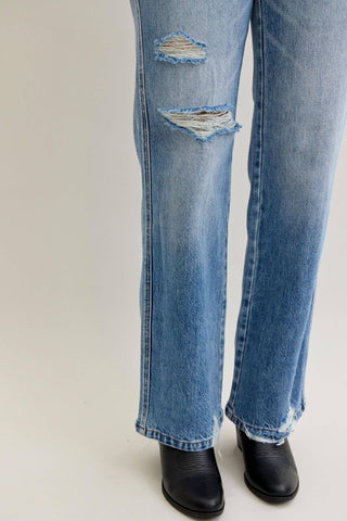 Judy Blue Mid Rise 90's Straight Rigid Magic Destroy