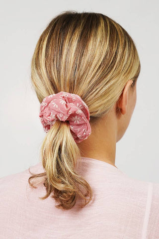 Flower Embroidery Hair Scrunchie