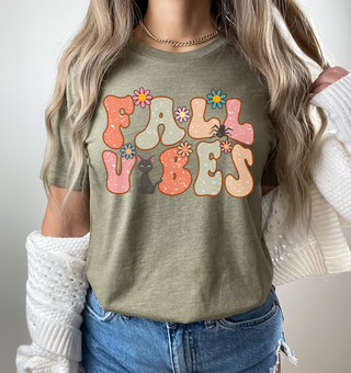 Women's Fall Graphic Tee - Fall Vibes Retro