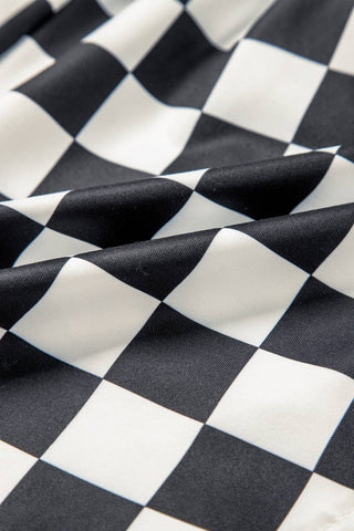 Checkered Print High Waist Casual Shorts
