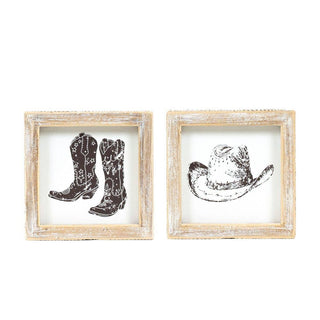 Wood Frame Sign: HAT/BOOTS - Reversible