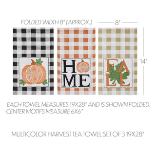 Check Multicolor Harvest Tea Towel Set of 3
