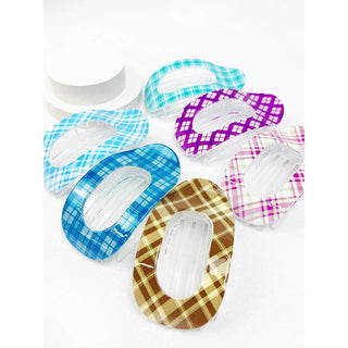 Checkered Print Flat Hair Claw