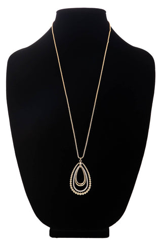 Textured Layered Teardrop Pendant Necklace