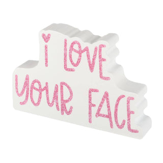 Love Face Pink Glitter Cutout