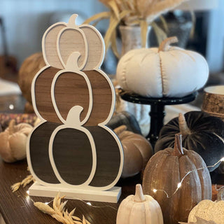 Triple Stack Wood Laser Pumpkin