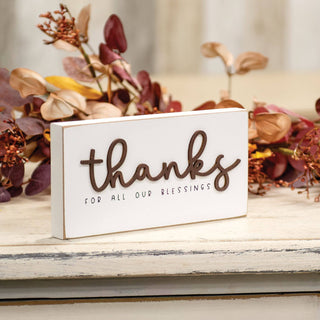 Thanks For All Our Blessings Block Sign