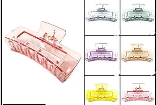 Clear Colored Plastic Rectangle Hair Claw Clip