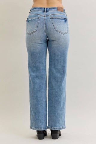 Judy Blue Mid Rise 90's Straight Rigid Magic Destroy