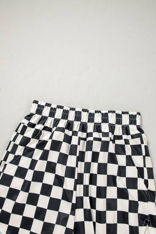 Checkered Print High Waist Casual Shorts