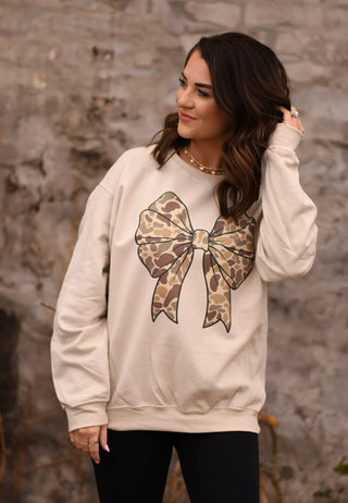 Camo Bow Crew Sweatshirt