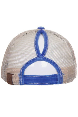 C.C Brand Mesh Back Ponytail Baseball Cap