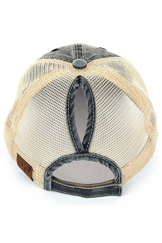 C.C Brand Mesh Back Ponytail Baseball Cap