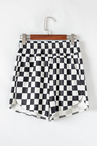 Checkered Print High Waist Casual Shorts