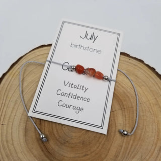 Handmade Birthday Stone Natural Stone Bracelet with Card
