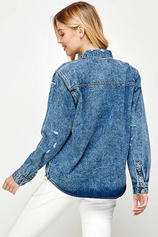 Long Sleeve Ladies Denim Shirts
