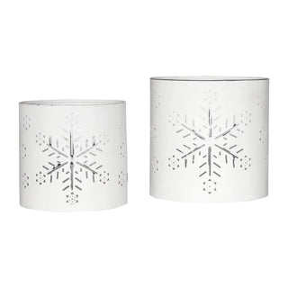 Votive Candle Holder Snowflake Antique White