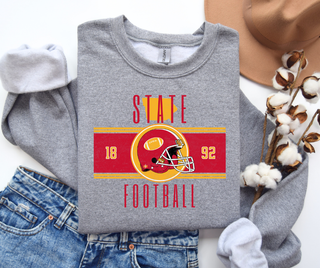 Vintage Style Maroon & Gold Iowa Football Grey Sweatshirt