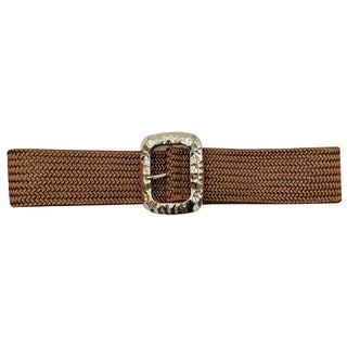 Metal Buckle Accented Elastic Belt