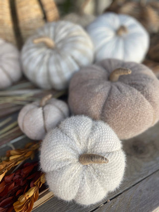 Small Tan Diamond Fabric Pumpkin
