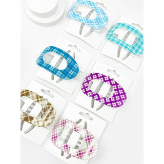 Checkered Print Flat Hair Claw