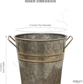 Metal Vase with Zinc Finish 5" Dia x 5" H