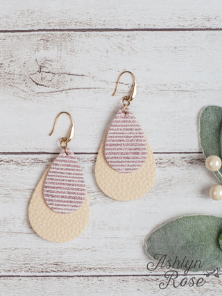 Glitter Stripe Double Teardrop Earrings