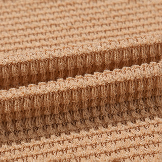 Khaki Waffle Knit High Slits Oversized Top
