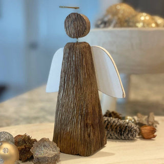 Grooved Wood Christmas Angel