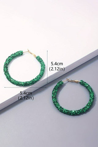 Green Sequin Hoop Earrings