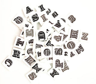Scrabble Tile Lettersets - 120 Characters, Bold Font, White
