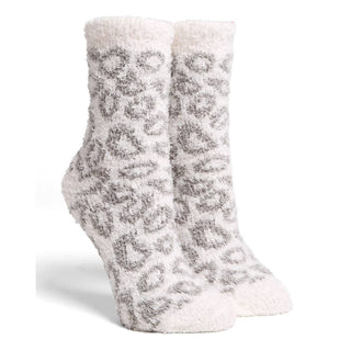 Leopard Crew Fuzzy Winter Socks