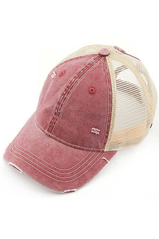 C.C Brand Mesh Back Ponytail Baseball Cap