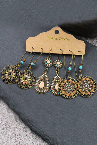 Gold Boho Retro Hollow Dangle Earrings